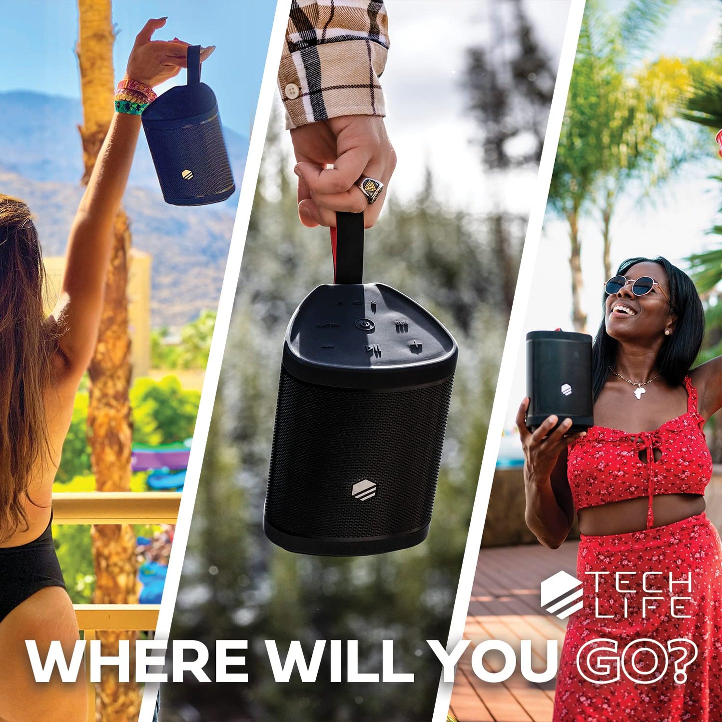 Tech-Life Boss- Premium Portable Bluetooth Speaker - Waterproof Outdoor Party Speaker w/Amazing Sound, Heavy Bass, No Distortion, 12hr Batt- Pair 100