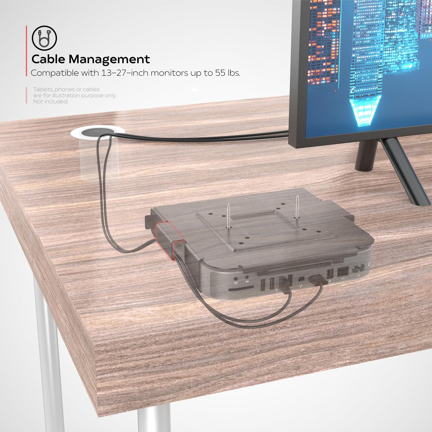 CTA Mac mini Mount - CTA Secure Solid Steel VESA Mount for The Mac mini - for Mac mini M1 & M2-2014 Mac mini & 2018 Mac mini - Under Desk, Behind