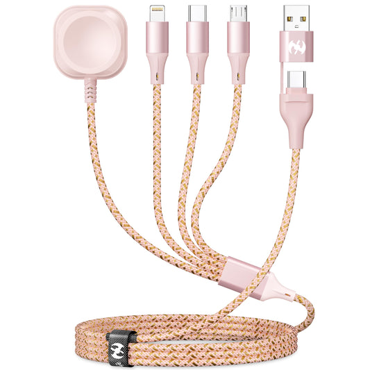 Multi Charging Cable for Apple Watch Charger 4ft, 4 in 1 Charging Cable Nylon Braided Lightning Type C USB Cord iWatch Wireless Charger Universal…
