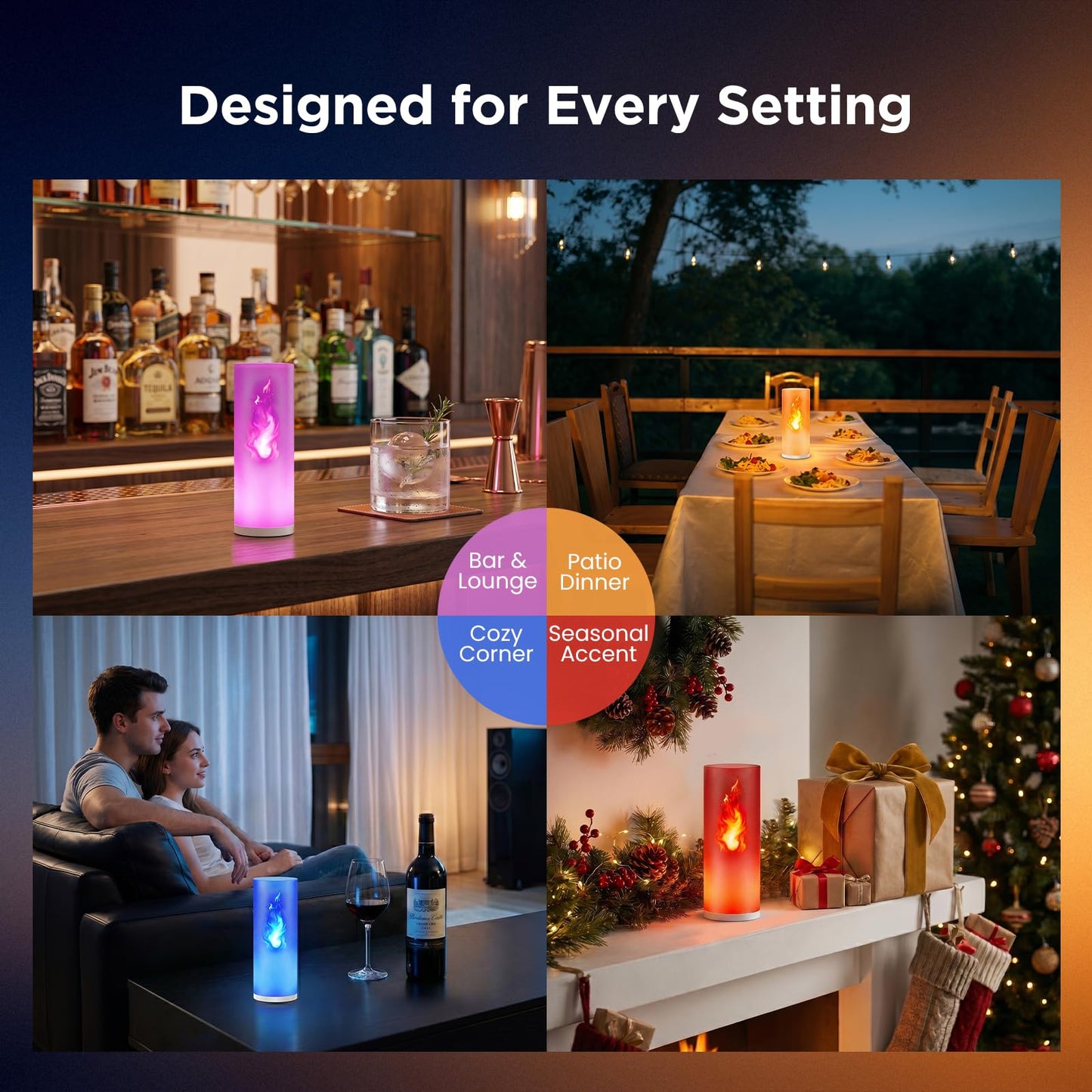Hompavo Gen2 LED Flame Lights with Remote & Timer, 13 Color Changing Flameless Candles, 3-Mode Rechargeable Battery Operated Flickering Lights