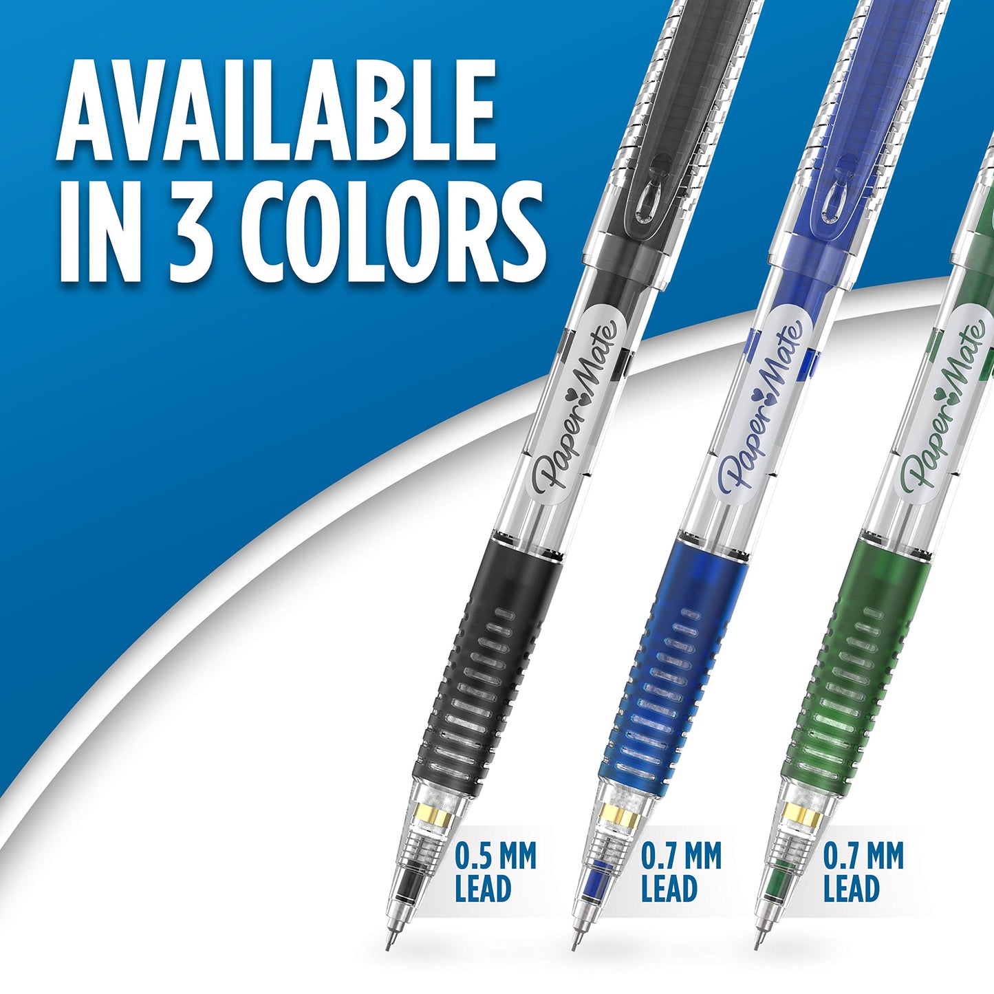Paper Mate Clearpoint Mechanical Pencils, 0.5mm Break-Resistant HB #2 Lead, Eraser Refills, 2 Count