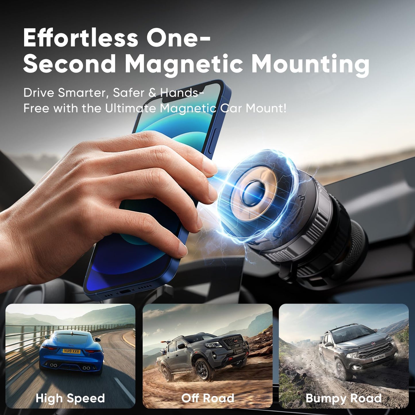 Phone Holders for Your Car, Car Phone Holder for Magsafe [Upgraded Strongest Suction & Magnetic] 360° Adjustable Magnetic Car Phone Mount for Your
