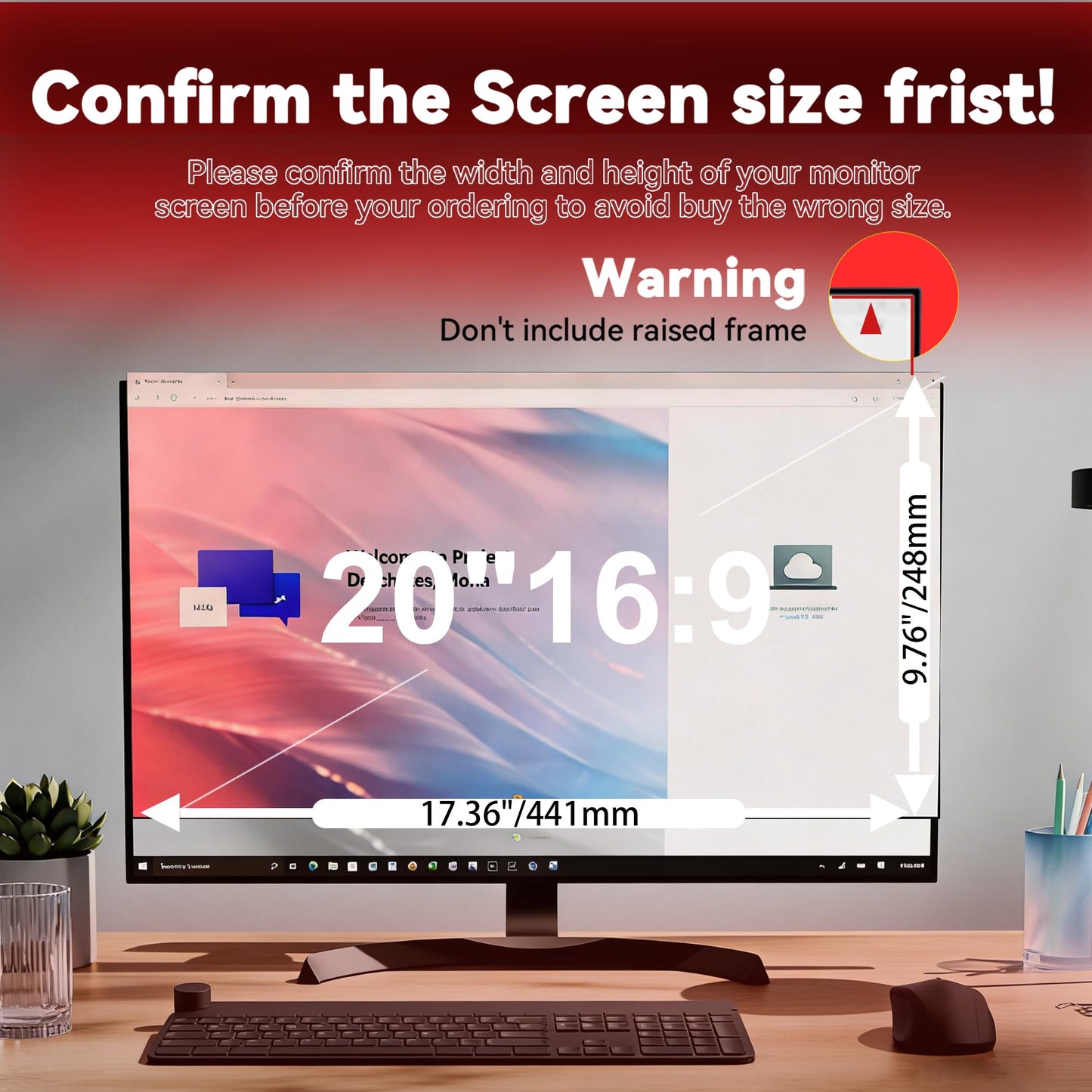 Vxaop [2-Pack] 20 Inch Computer Privacy Screen Filter (16:9 Aspect Ratio) - Removable, Anti Glare & Blue Light Blocking, Compatible with HP Dell ASUS