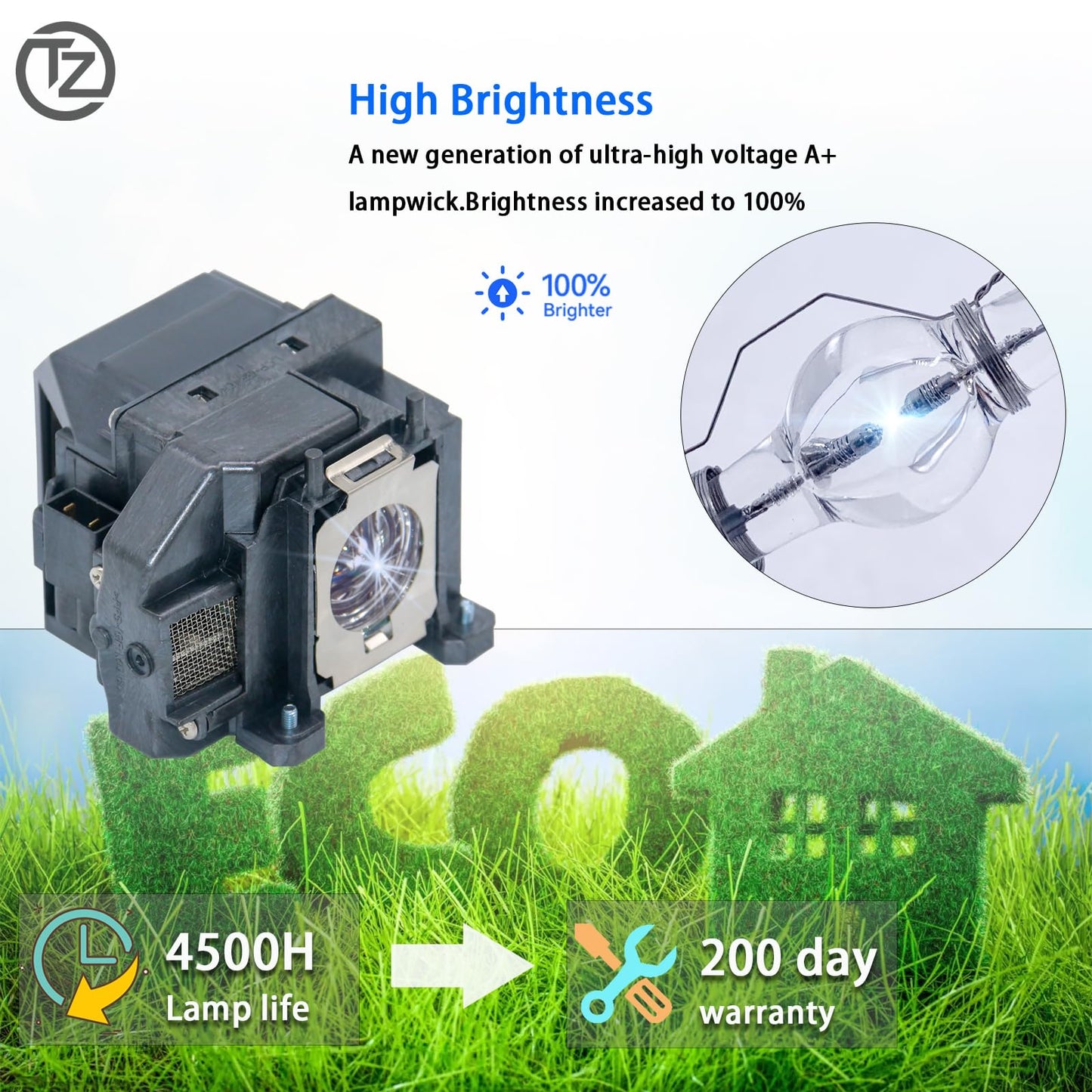 TZRSQL for ELPLP67 Replacement Projector Lamp Bulb for Epson PowerLite Home Cinema 500 707 710HD 750HD EX5210 EX7210 EX3210 EX3212 VS210 VS220 X12