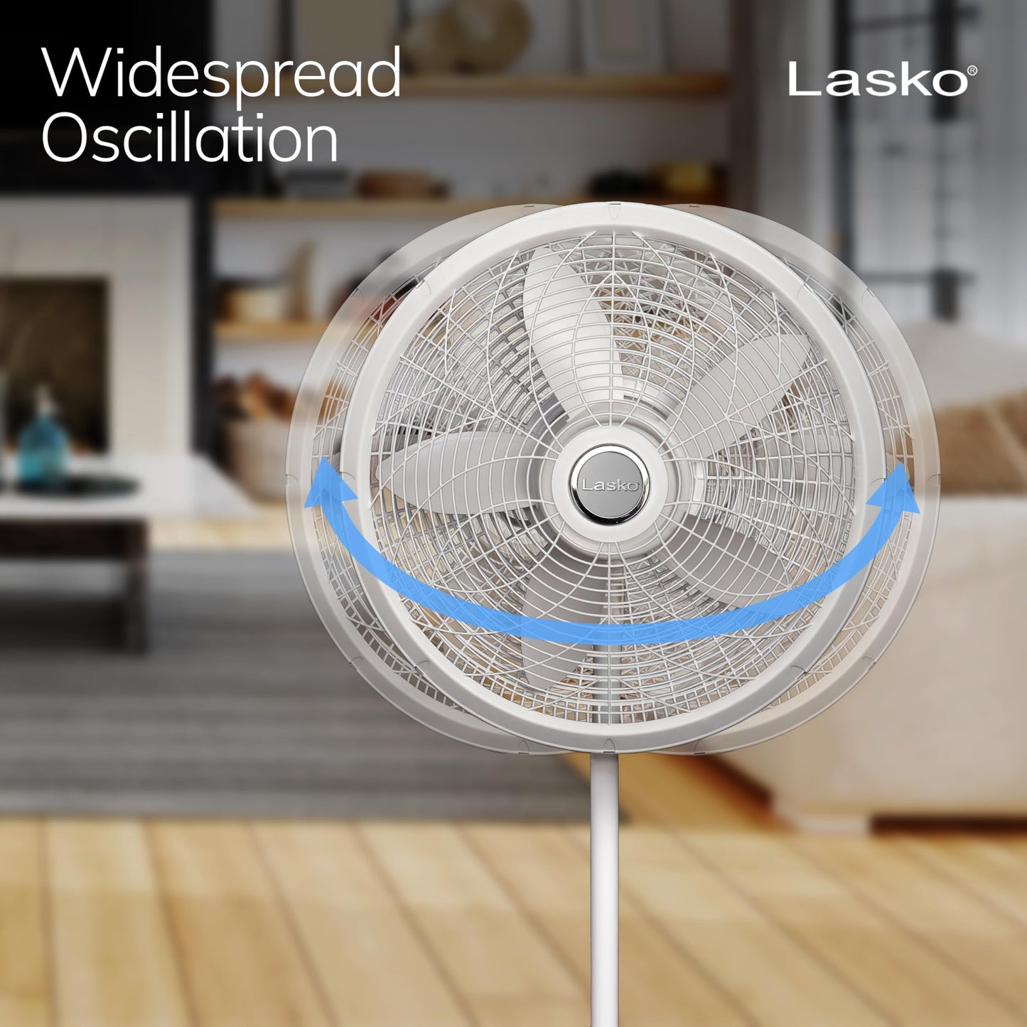 Lasko Oscillating Pedestal Fan - Lasko Fan with Adjustable Height and 3 Cooling Speeds, Portable, 18", White, 1820