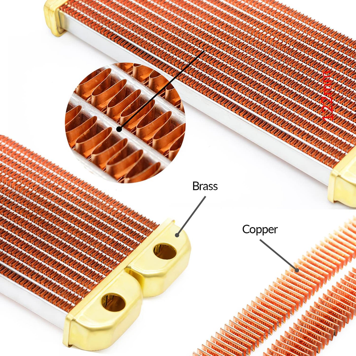 Dracaena.io 120mm Copper PC Radiator for Custom Water Cooling Loop, 28mm Thick, 1x120mm Fan Mount, Dual G1/4 Thread Ports, Liquid Cooling Radiator