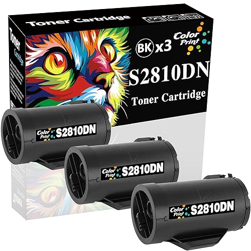 (3-Pack, Black, High Yield) ColorPrint Compatible S2810DN Toner Cartridge Replacement for Dell S2810 S2810X 2810DN Work with 593-BBMF 47GMH H815dw