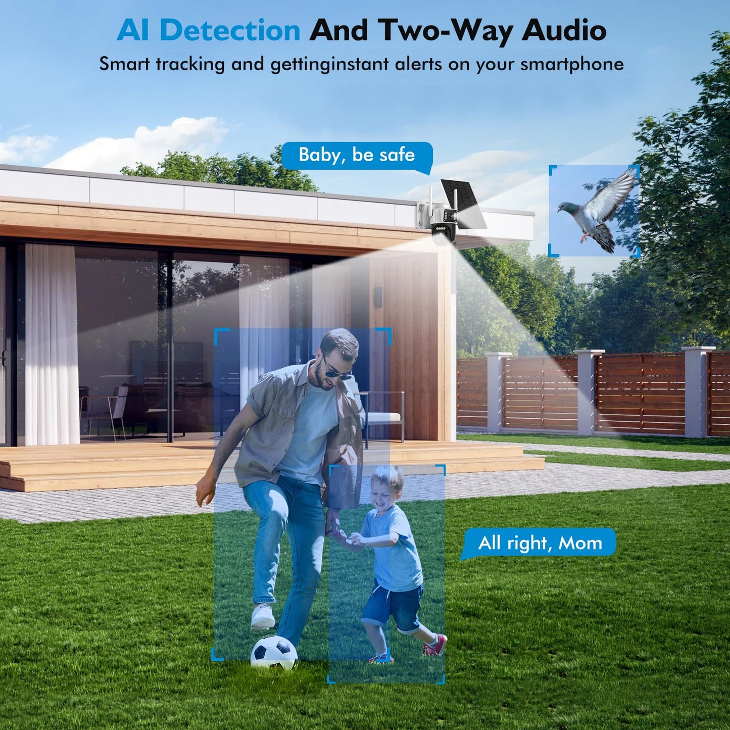 Hawkray Dual Lens Solar Security Camera Outdoor, 5G/2.4G Wireless Camera, 2K Resolution with 355° Pan/Tilt, Full Color Night Vision, Two-Way Audio