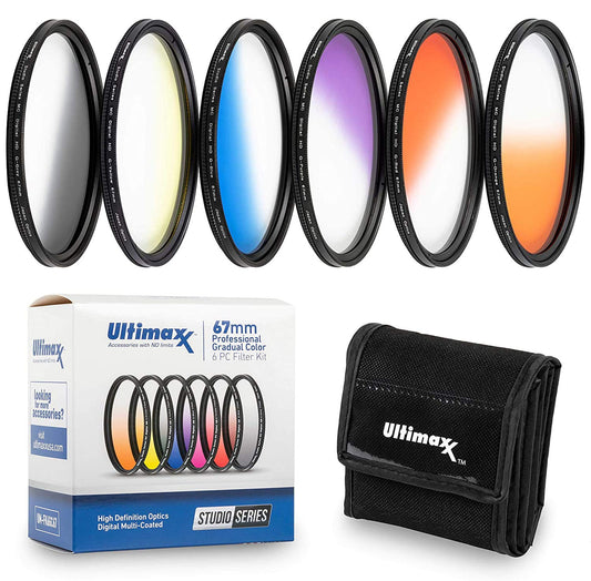 58MM Ultimaxx Six Piece Gradual Color Filter Kit(Orange, Yellow, Blue, Purple, Red, Grey) for 9000D 800D 760D 750D 700D 1300D 1200D DSLR Cameras