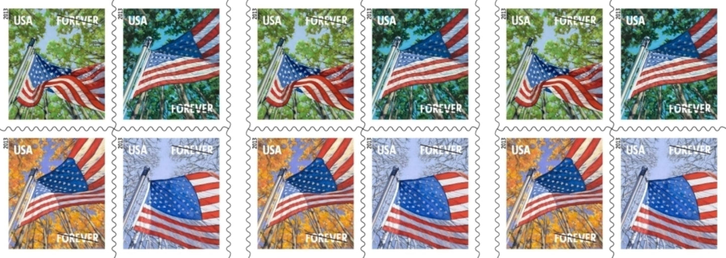 USPS Flags for All Seasons Forever Stamps 100 Stamps (5 Books of 20)