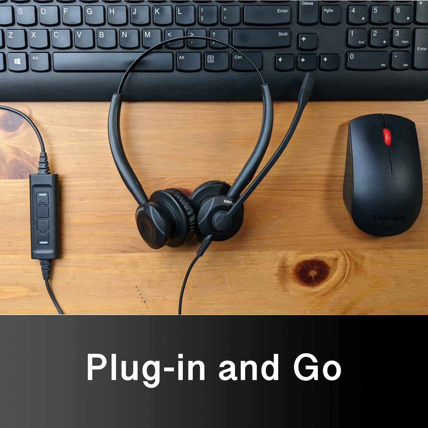 Headset USB Adapter for Laptop, PC - Made for Poly Plantronics Wired Headphones with Mic and Quick Disconnect (QD), Volume, Mute Controls at