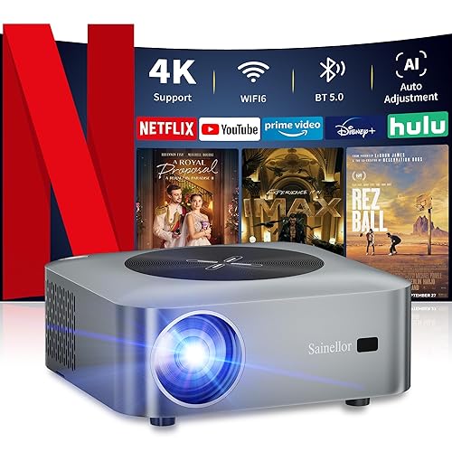 [Upgraded] Outdoor Projector 4K Smart Projector Google TV Proyector with 5G WiFi/Bluetooth/AI Electric Focus, ZOOM, Max 300” Screen, HDMI/USB/TV