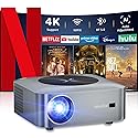 [Upgraded] Outdoor Projector 4K Smart Projector Google TV Proyector with 5G WiFi/Bluetooth/AI Electric Focus, ZOOM, Max 300” Screen, HDMI/USB/TV