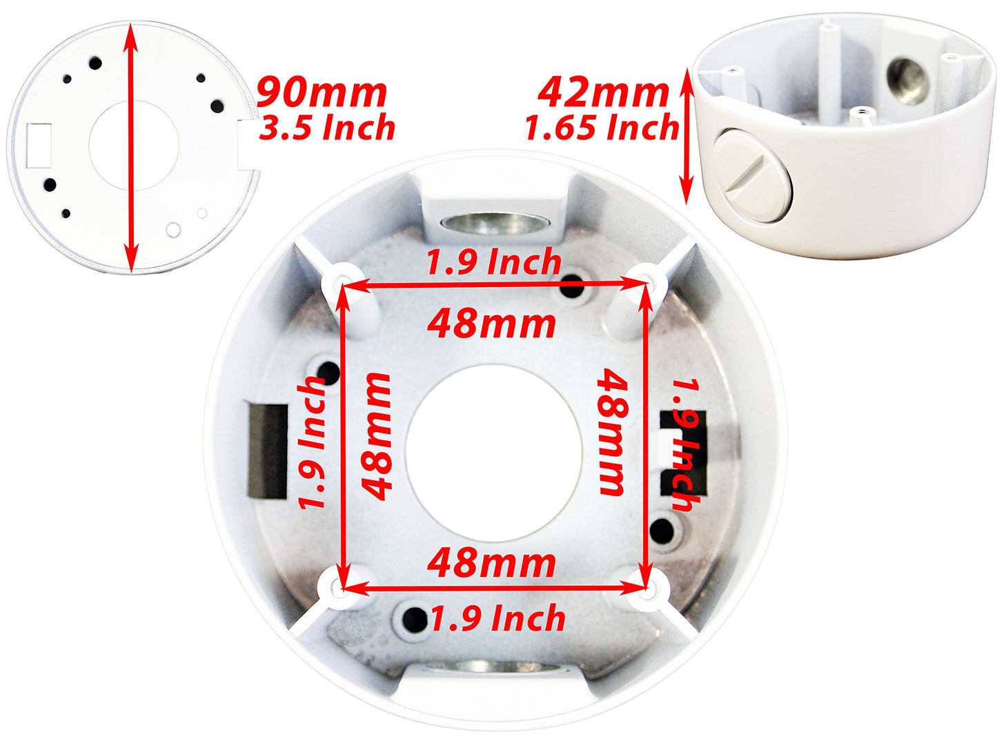 Evertech 4 Pcs. 3.75" Camera Mounting Base Junction Outlet Box for Eyeball/Turret/Dome and Bullet CCTV Security Cameras