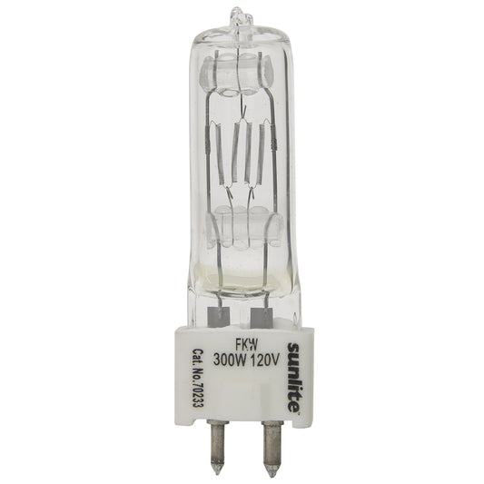 Sunlite FKW 300W/T6/120V/GY9.5 300-watt, 120-volt, Bi-Pin Based, Stage and Studio T6 Bulb, Clear