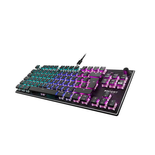 Roccat Vulcan TKL (UK Layout) Mechanical PC Gaming Keyboard, Tenkeyless, Linear Titan Switch, Per-Key AIMO RGB Lighting, Anodized Aluminum Top Plate