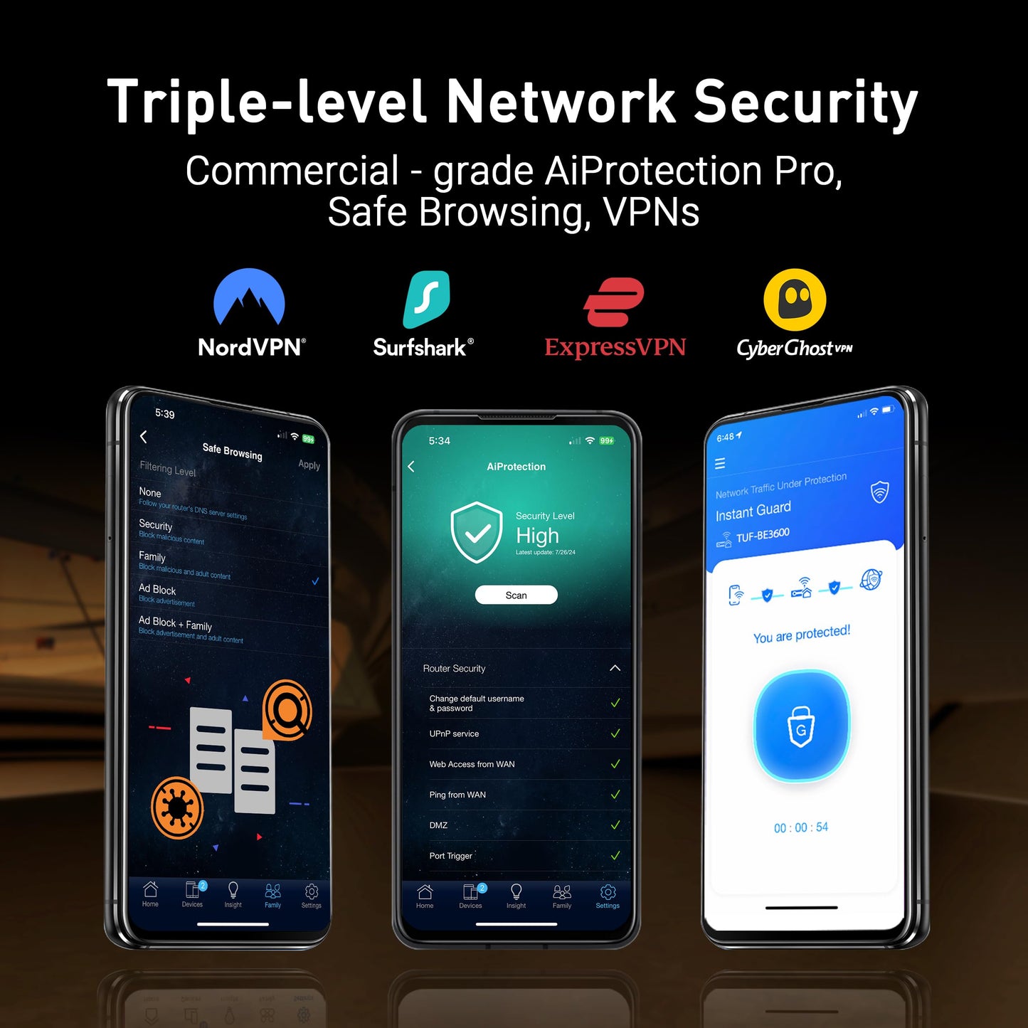 ASUS TUF Gaming BE6500 WiFi 7 Router - Dual-Band, Up to 6.5 Gbps Wireless, Game Accelerator, Multi-Link Operation (MLO), (x4) 2.5GbE Ports, Mesh + VPN