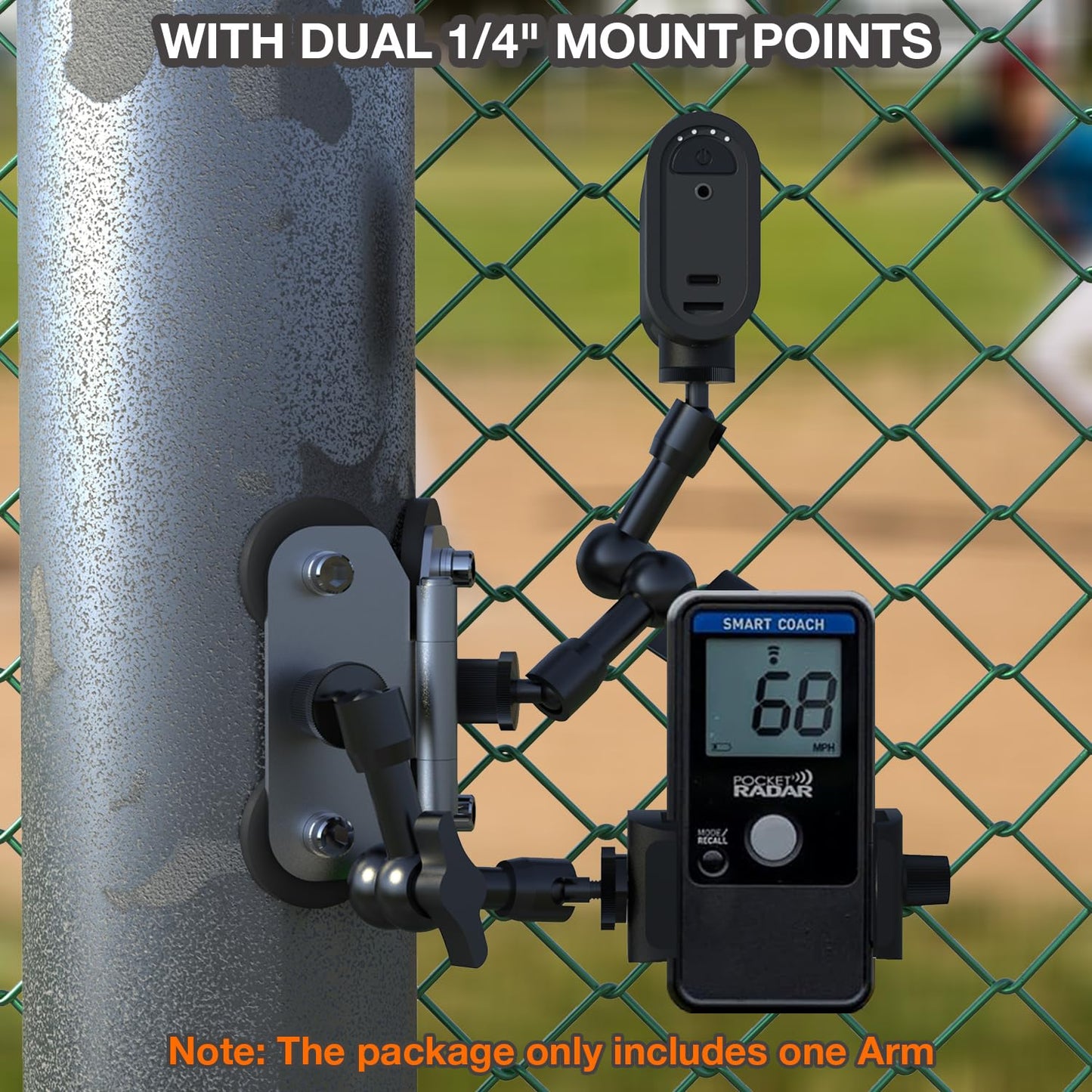 Magnetic Fence Mount for Mevo Start, GoPro, iPhone and Action Cameras - Two 1/4" Mount Points, Camera Magnet Holder for Game Changer at Baseball Field