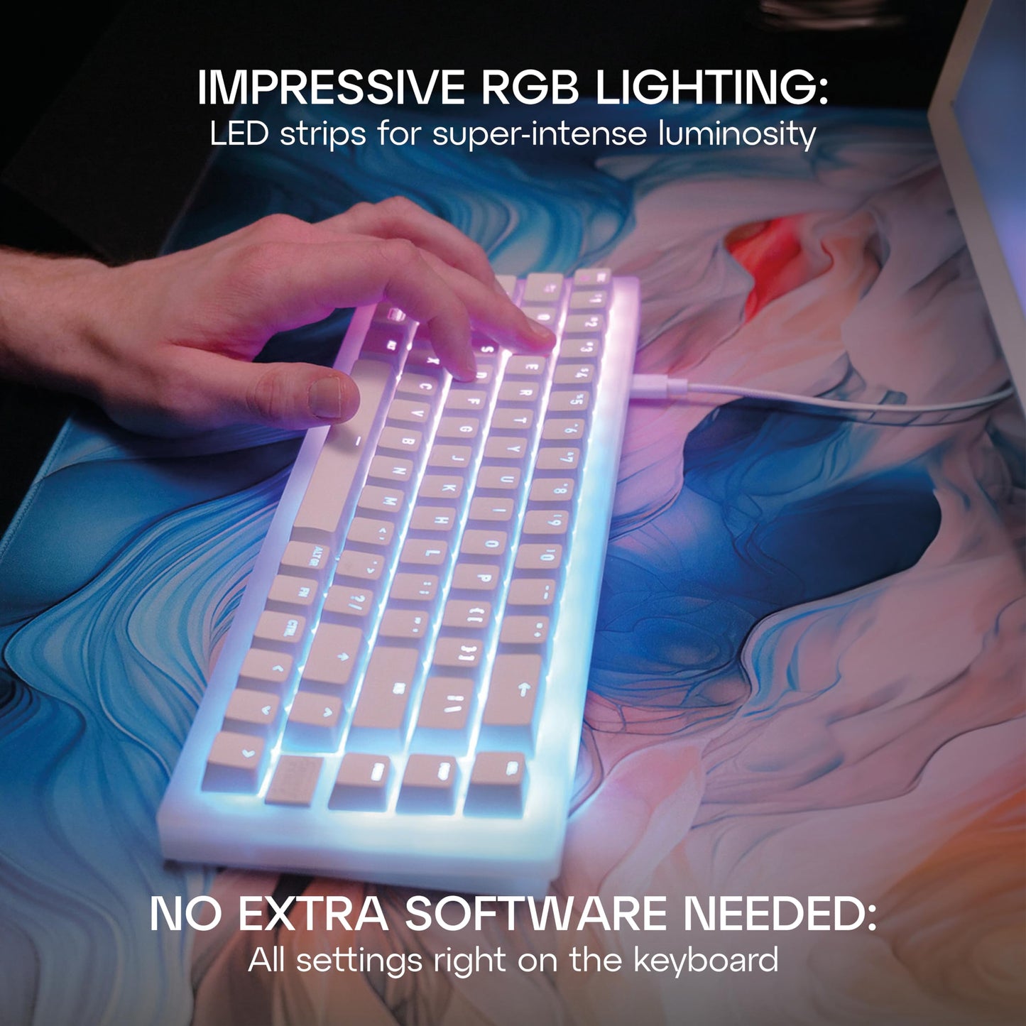 Xtrfy Cherry K5V2 Compact, Mechanical Gaming Keyboard in 65% Format US Layout Hot Swappable, Cherry MX2A RED Switches (Transparent White)