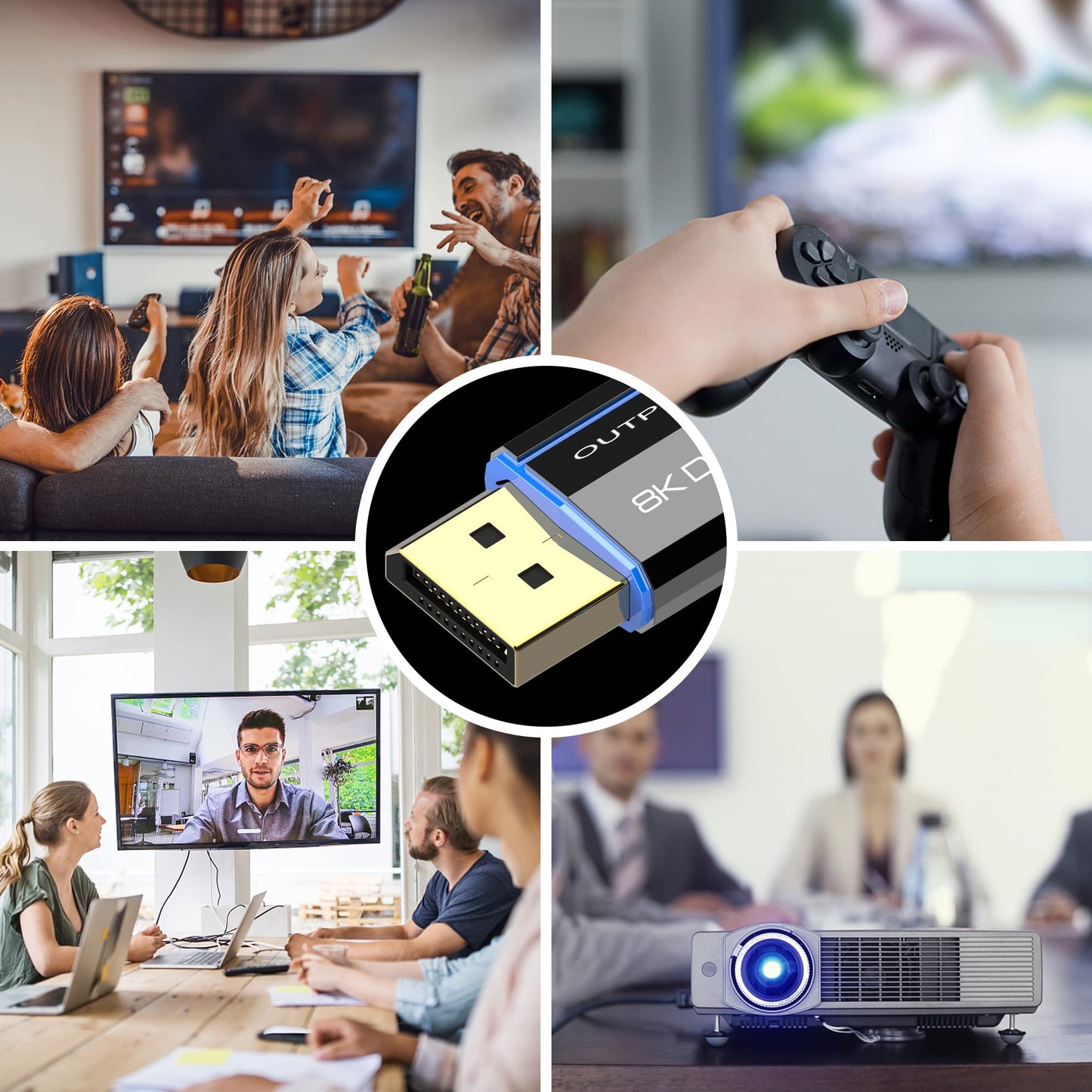 8K Long DP Fiber Optic Cable 165Feet/50m, 8K@60Hz, 4K@144Hz, 32.4Gbps Displayport 1.4 Cable, Gold Plated Connector, Slim and Flexible Cord, Support