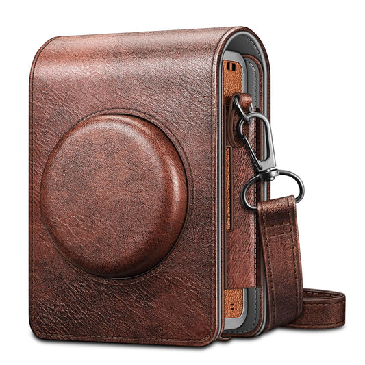 Fintie Protective Case for Fujifilm Instax Mini EVO Camera - Premium Vegan Leather Bag Cover with Removable Adjustable Strap, Vintage Brown