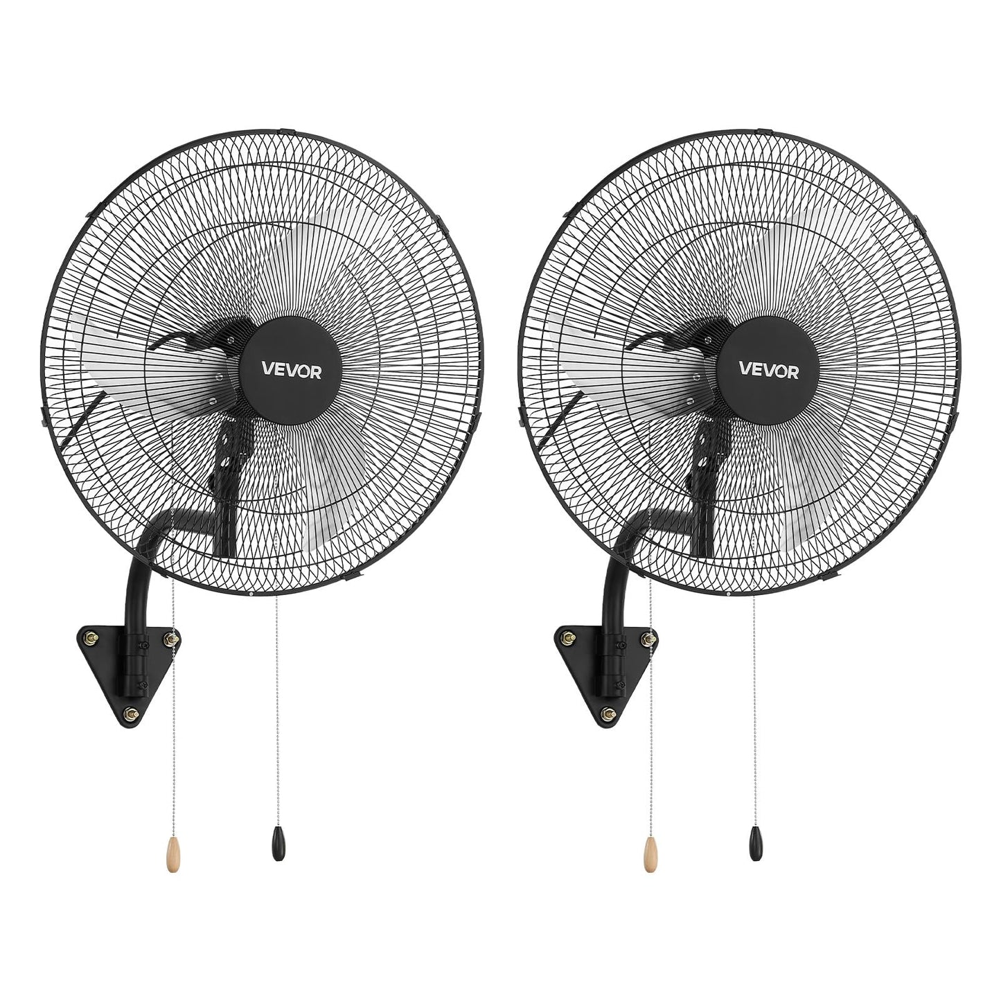 VEVOR 20 Inch Wall Mount Fan, Oscillating, 3-Speed, 2 Pack
