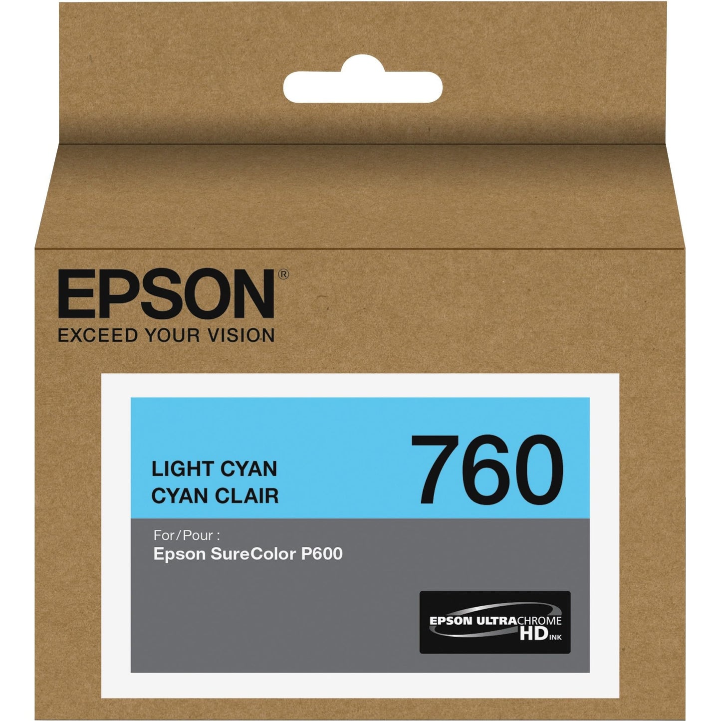 Epson T760520 UltraChrome HD Light Cyan Standard Capacity Cartridge Ink