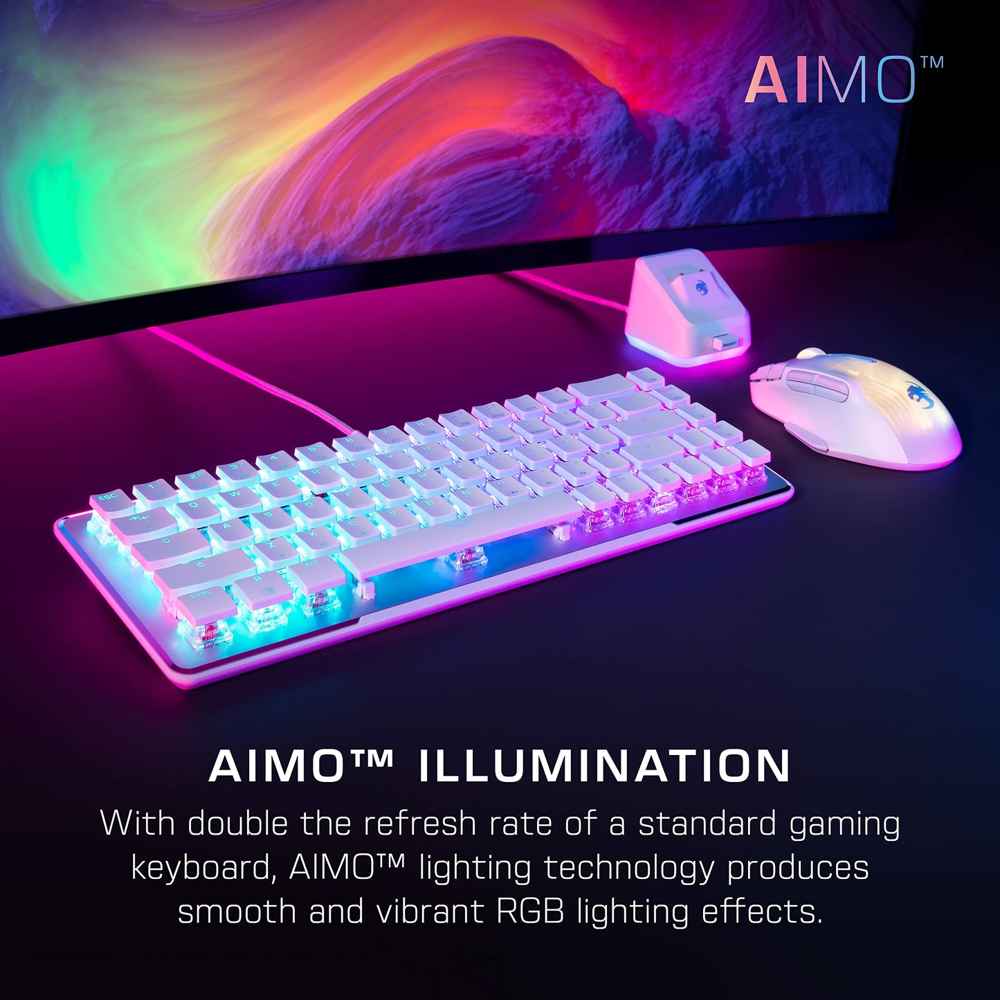 Roccat Vulcan II Mini-65% Optical PC Gaming Keyboard with Customizable RGB Illumination, Detachable Cable, Button Duplicator, On-board profiles