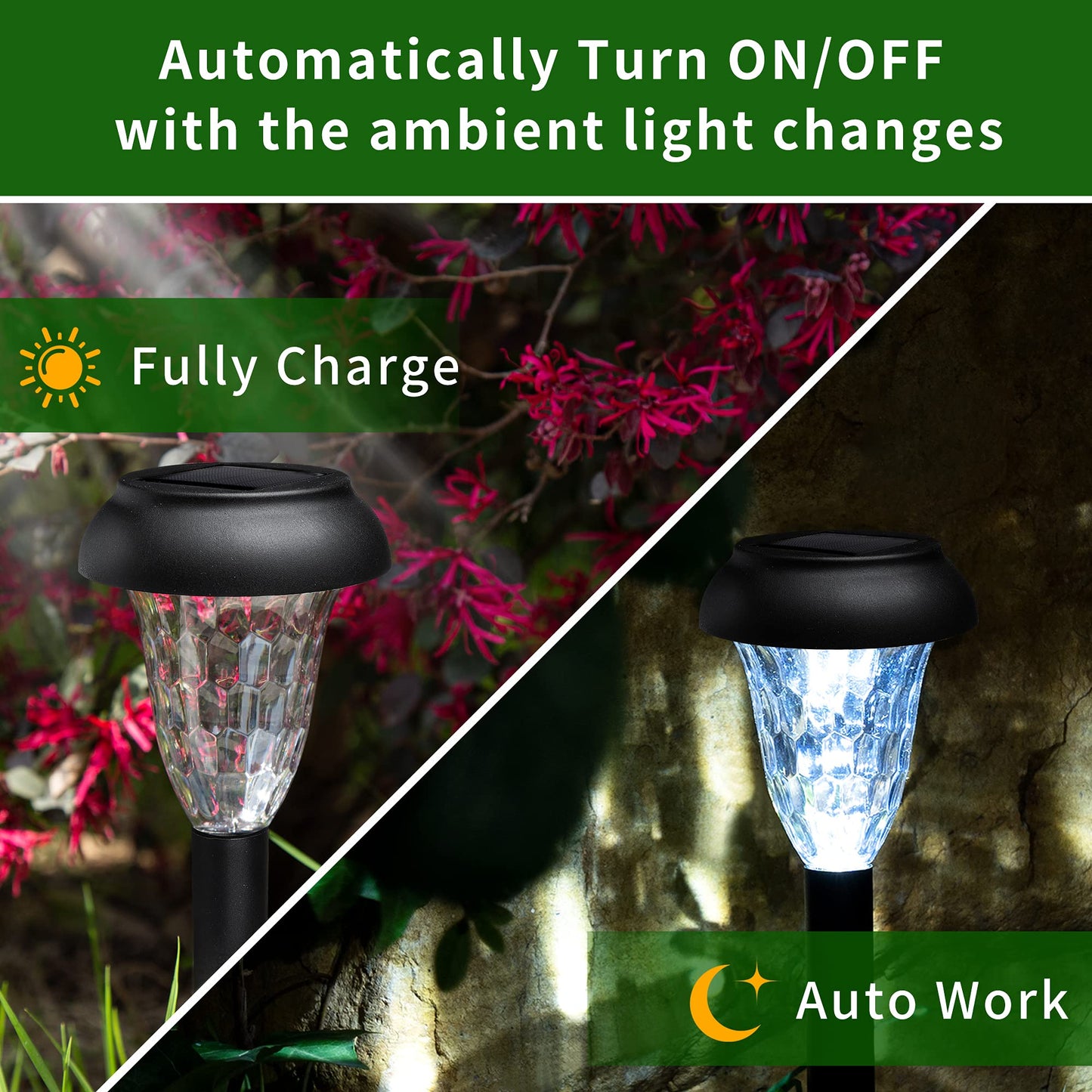 GIGALUMI 12 Pack Solar Lights Outdoor Waterproof, Cool White Pathway Lights Solar Powered, Landscape Lighting, Solar Garden Light for Decor, Patio