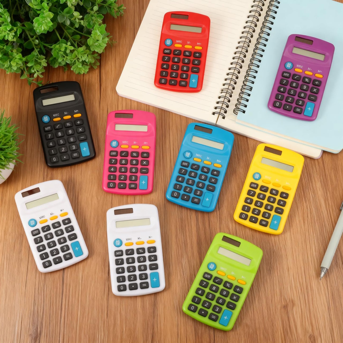 Enjamyo 36 Pcs Pocket Calculator, Mini Colorful Basic Solar Battery Calculator, Solar Battery Dual Power, Basic Calculators, 8 Digit Display