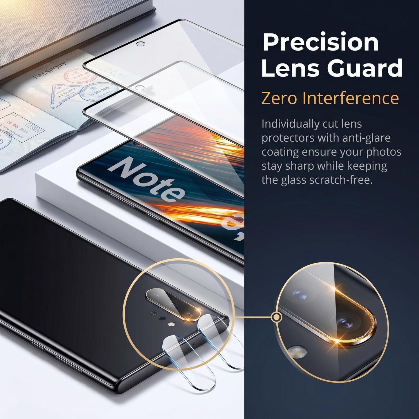 2 Pack Galaxy Note 10 Plus Screen Protector, HD Clear Tempered Glass,2 Pack Camera Lens Protector, Fingerprint Unlock,3D Curved Full Coverage,Scratch