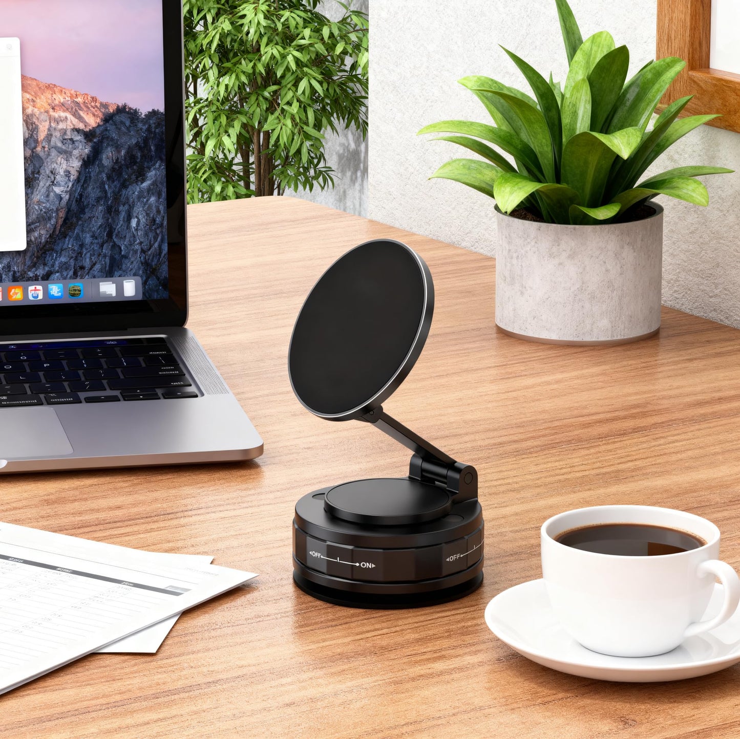 Magnetic Phone Holders for Your Car,360°Adjustable Car Mount,Vacuum Suction Cup Phone Mount (Black- Disc)