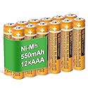 EOCIK 12 Pack HHR-55AAABU NI-MH AAA Rechargeable Batteries 1.2V 550mAh AAA Batteries for Panasonic Cordless Phones,Remote Controls, Electronics