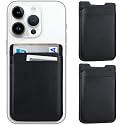 Fulgamo 2Pack Phone Wallet Stick on, Card Holder for Back of Phone Case, Leather Credit Card Holder for Cell Phone Sticky Wallet Double Pocket Sticker