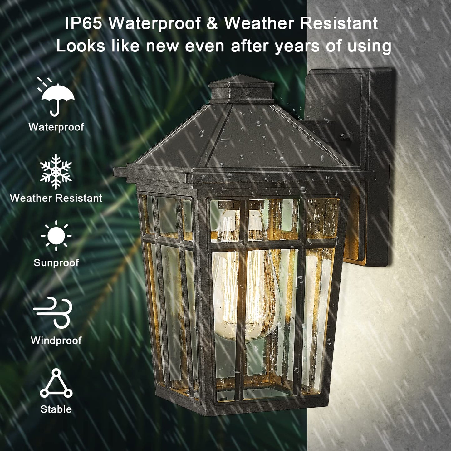 Darkaway Outdoor Sconce Lights Wall Light Fixtures, Front Porch Light Outdoor Wall Anti-Rust Waterproof Aluminum with Glass Exterior Light Fixture
