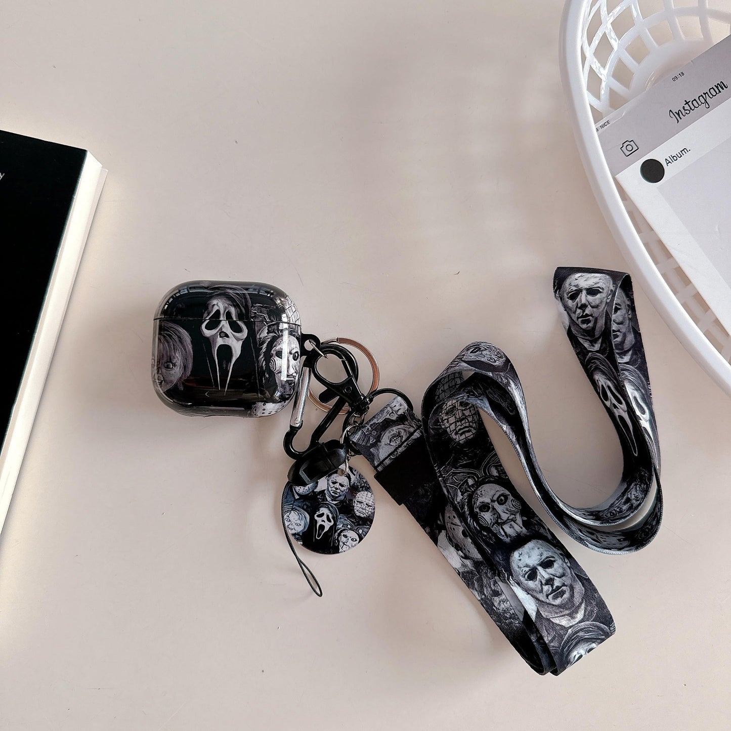 Cool Thrilling Scream Pattern Air pod 4th Generation 2024 Soft TPU Case?with Horror Keychain and Lanyard?Designed for Those who Like Man Women Girl