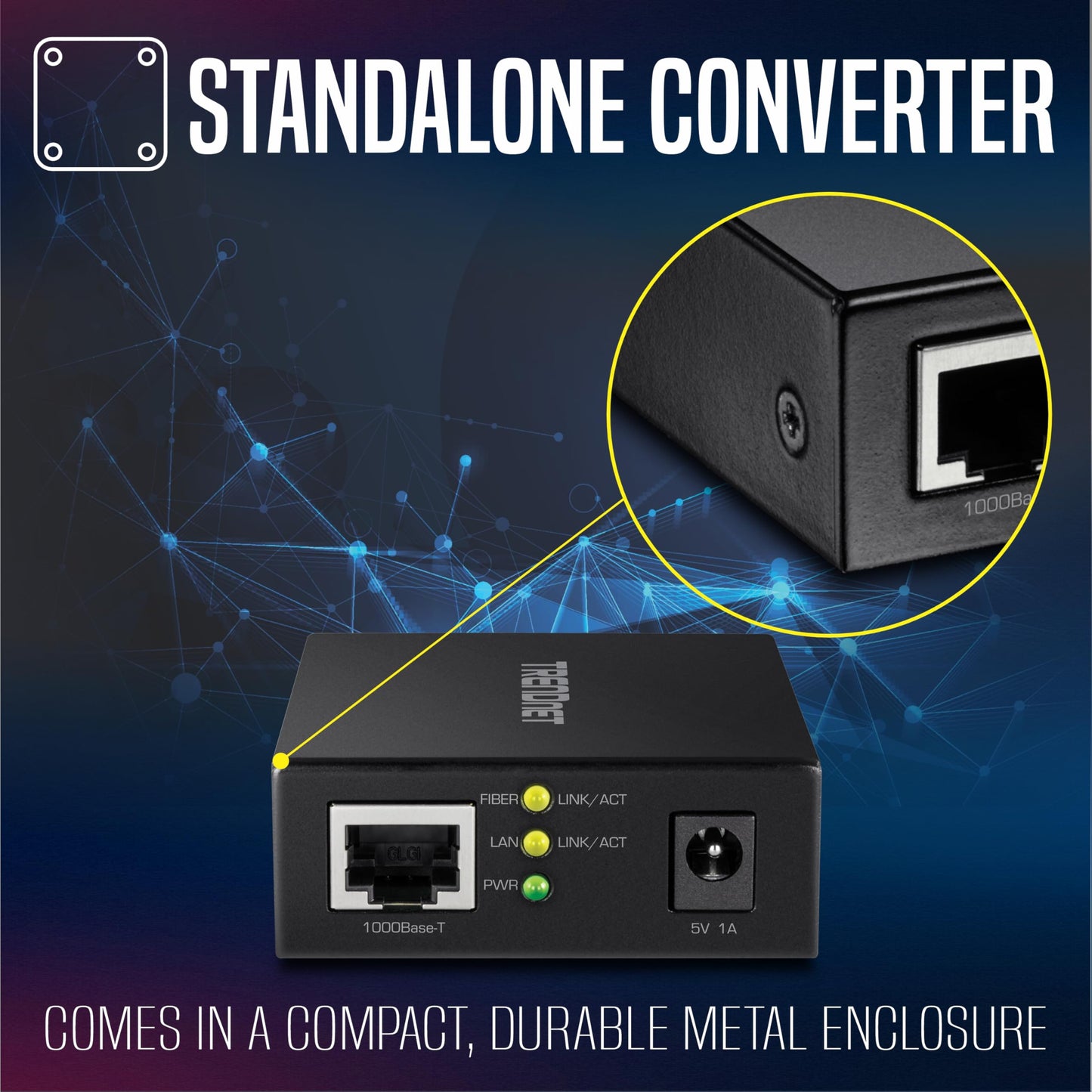 TRENDnet 1000Base-T to SFP Fiber Media Converter, Compact Design, 1000Base-T RJ-45 Port, 1000Base-SX/Lx SFP Slot, Mini Gbic, Multimode, Single-Mode