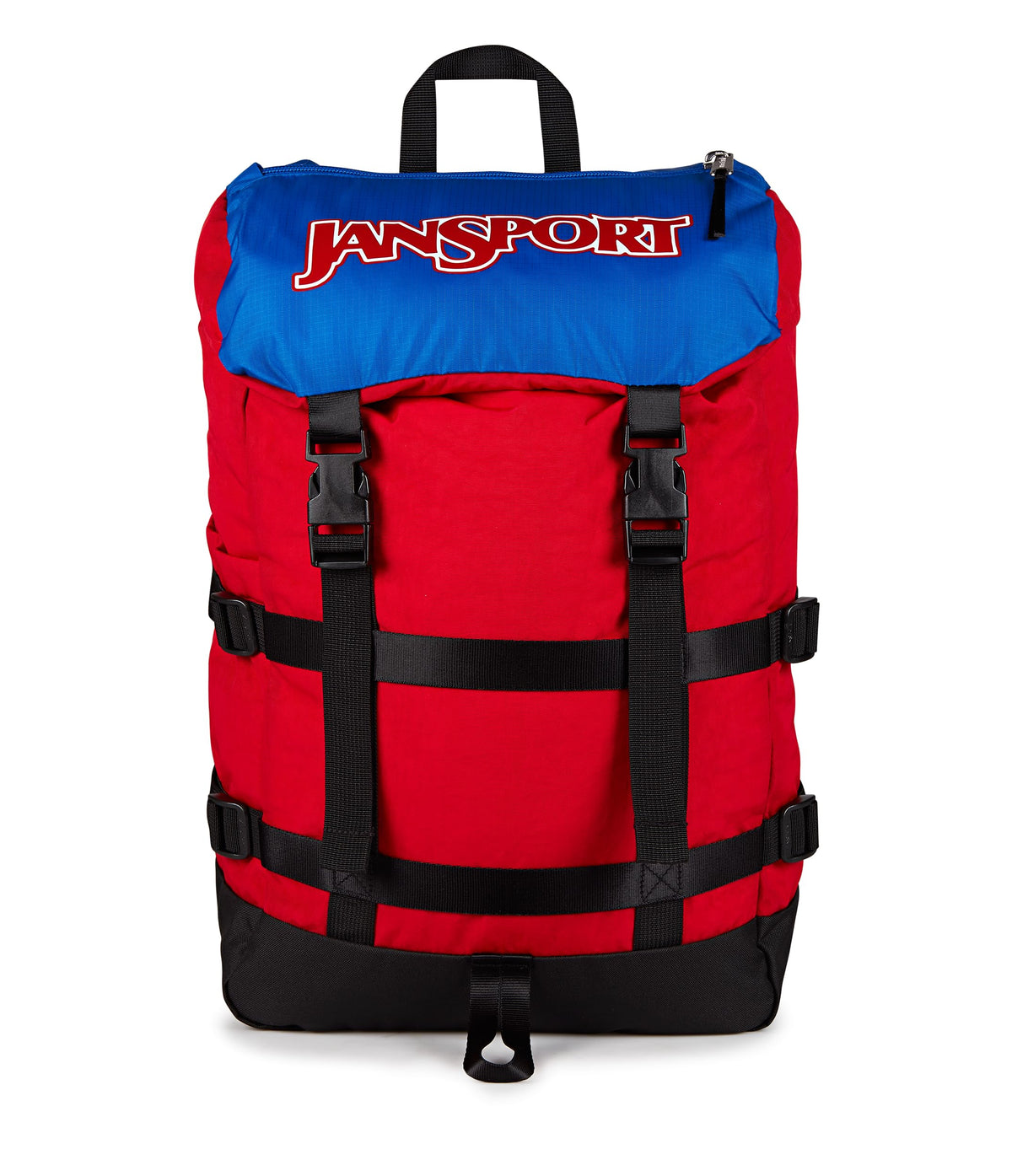 JanSport Skip Pack Backpack - 28L Capacity, Fits 13.5" Laptop, Large Main Compartment, Side Water Bottle Pocket - Ideal for Work & Travel, Red Tape