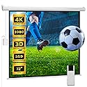 Pyle 72" Portable Motorized Matte White Projector Screen - Automatic Projection Display with Wall/Ceiling Mount, Remote and Case - for Home Movie
