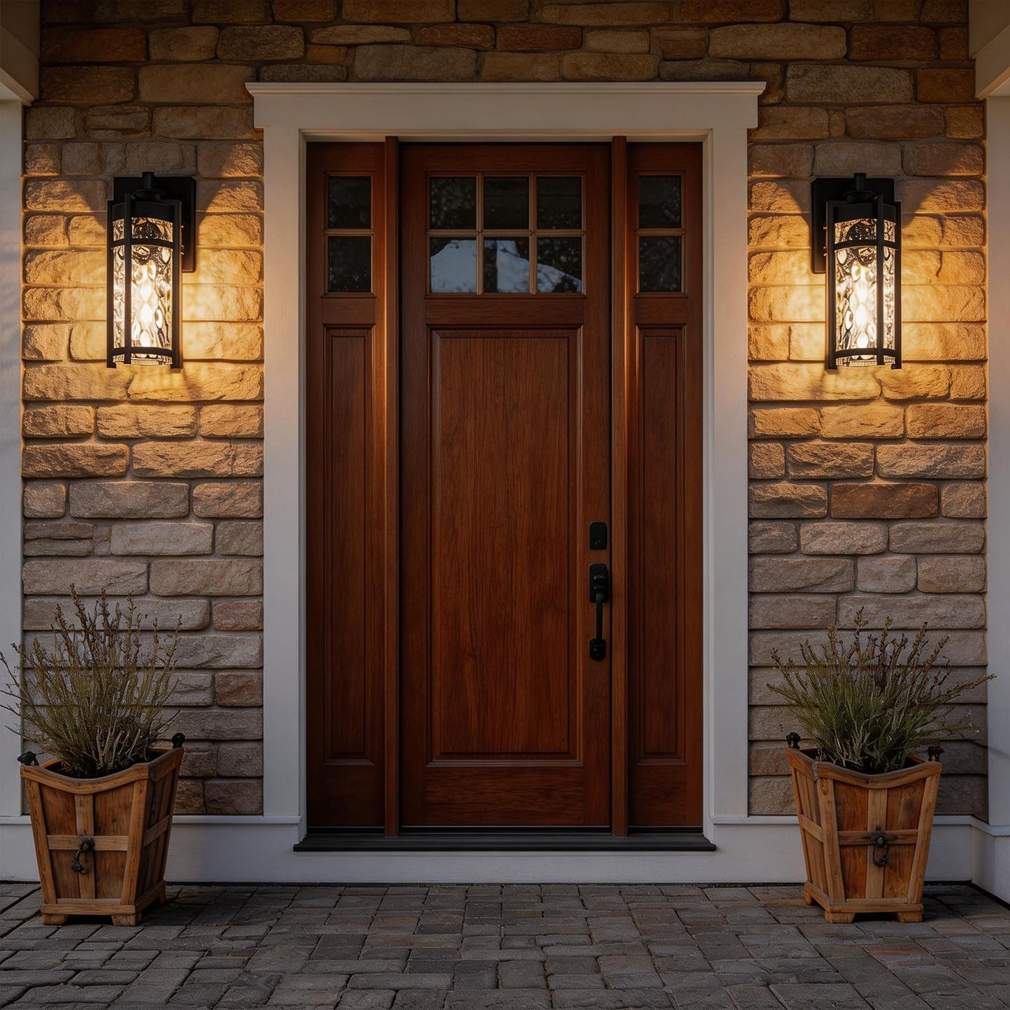 Flynix Outdoor Wall Light Fixtures, Waterproof Front Porch Light, Modern Exterior Lighting with E26 Socket, Wall Sconce Lantern Lamp, Black Outside