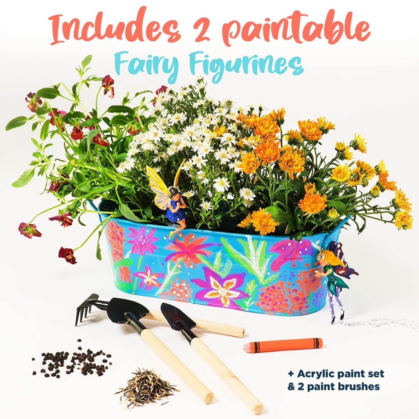 BRYTE Unicorn Terrarium Kit for Kids - Ages 4-12 - Fairy Garden Craft Set with Paint & Fairy Lights - Flower Planting & Grow Kit with Seeds & Tools