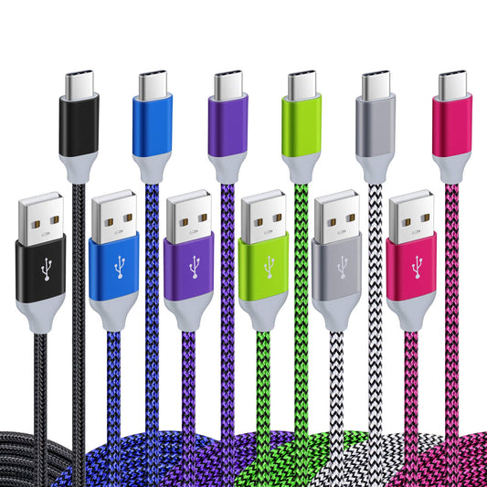 USB C Cable [6-Pack 10ft], Nylon Braided USB A to USB C Charger Cable Fast Charging Type C Charger Cord Compatible with Samsung Galaxy S24 S23 S22 S21