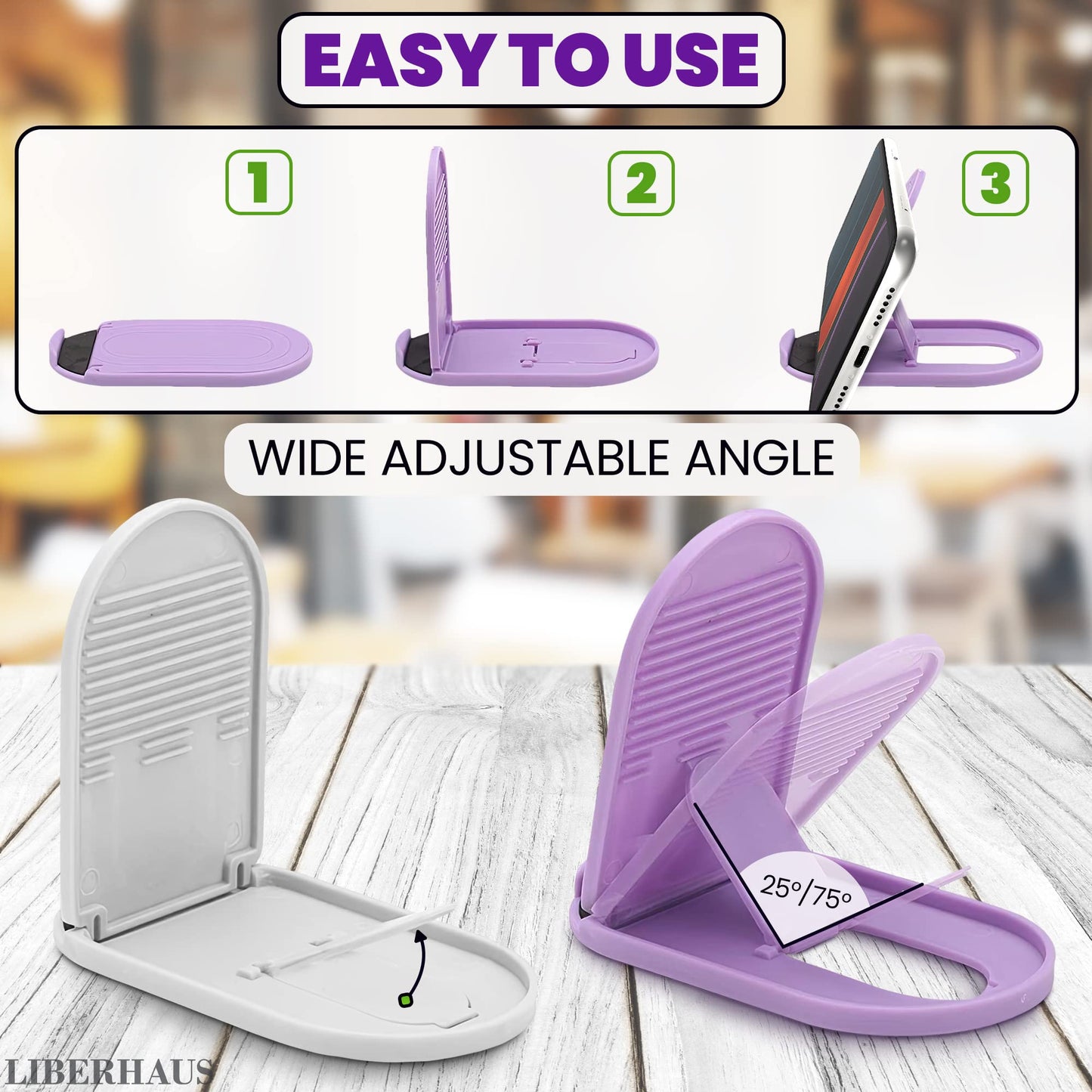 12 Pcs Cell Phone Stand for Desk - Stable Cell Phone Holder Bulk Pack, Adjustable Design with Silicone Pads, Fits 4-7.9" Devices - Cellphone Stand