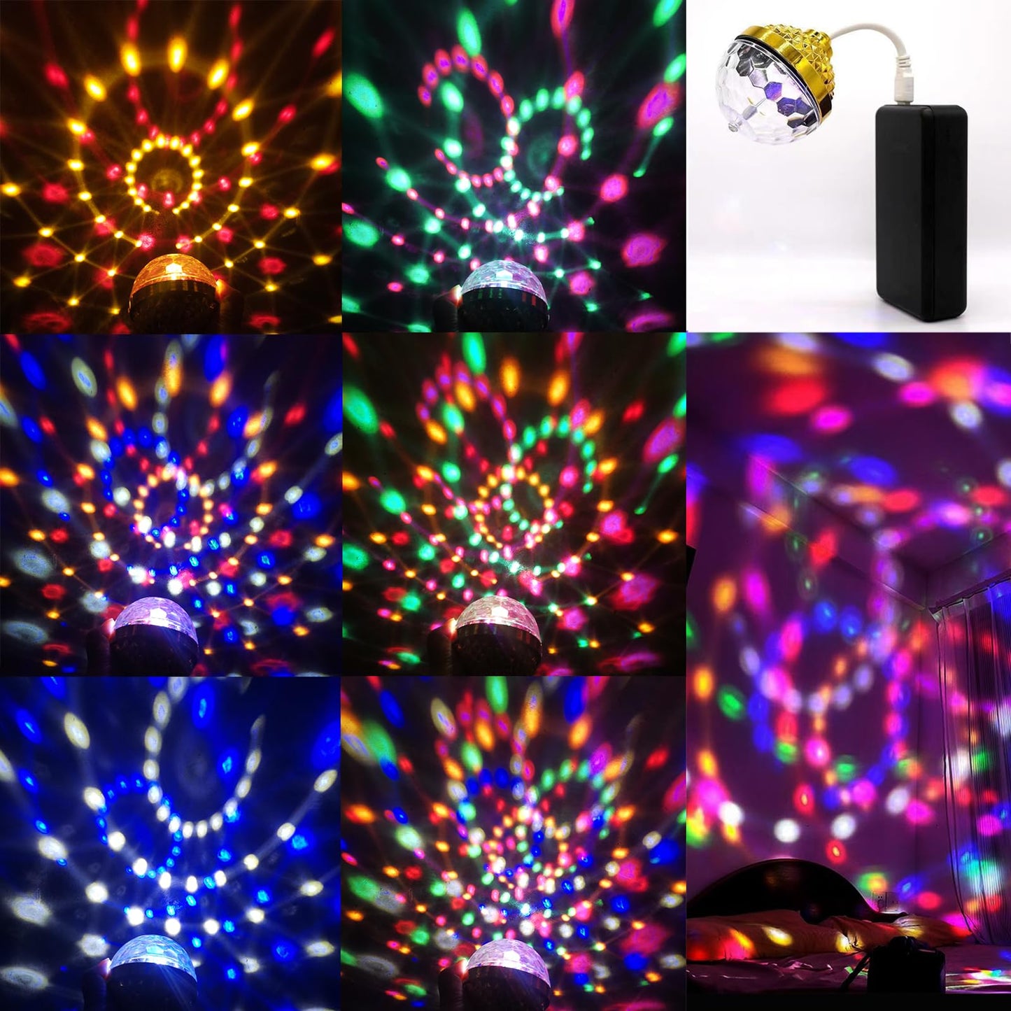 Owemtao Colorful Rotating Magic Ball Light, USB Disco Light Bulb, 2PCS DJ Lights for Home/Car/Dance Parties/Bar/Wedding Show/Club