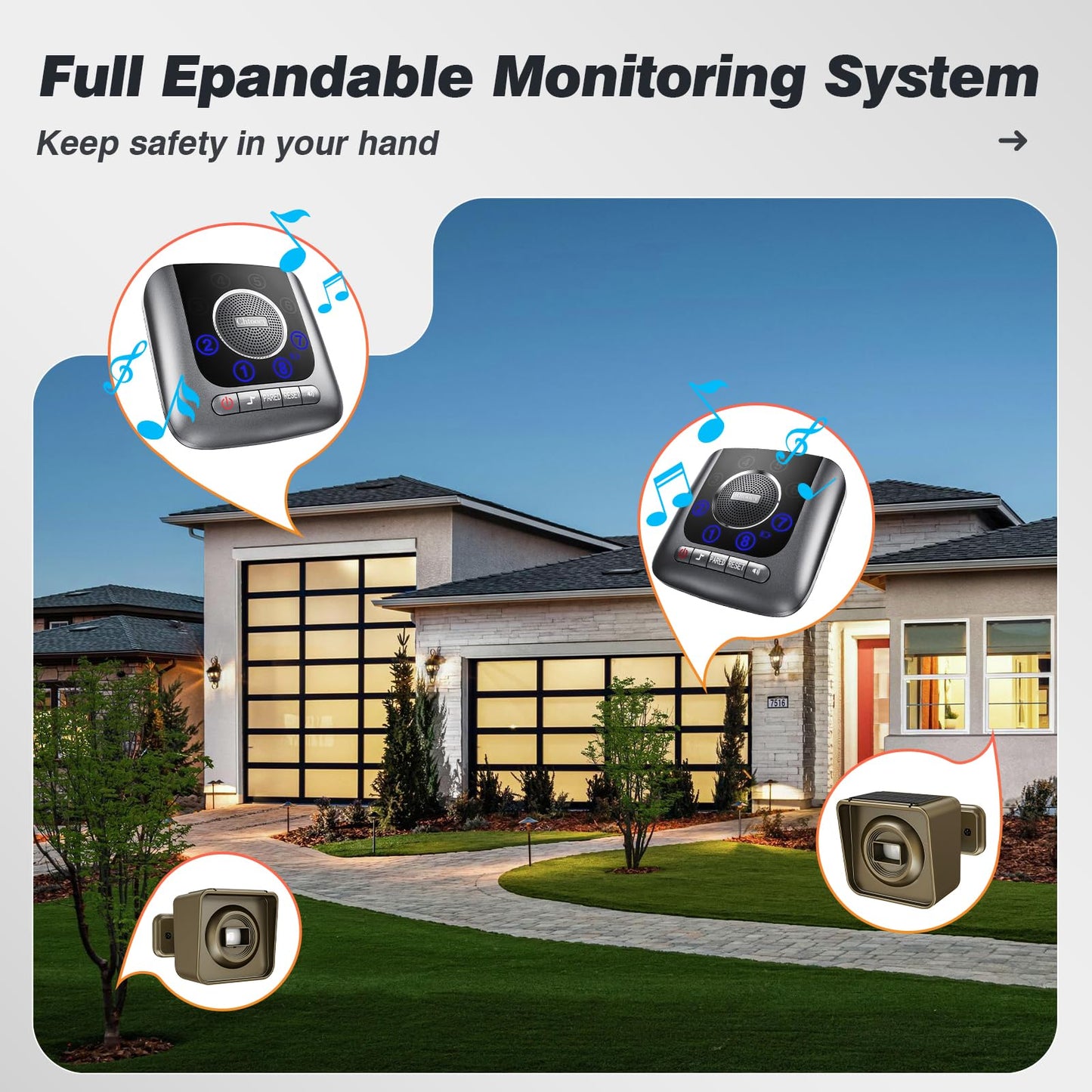 Chtoocy Solar Driveway Alarm Wireless Outside 1/2 Mile Long Range, 3 Sensitivity & Weatherproof for Outdoor/Indoor Property Security Alarm