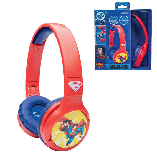 LEXiBOOK - Superman - Kids’ 2-in-1 Bluetooth and Wired Headphones - Stereo, Wireless, Wired, Limited Volume, Foldable, Adjustable, for Boys/Girls…