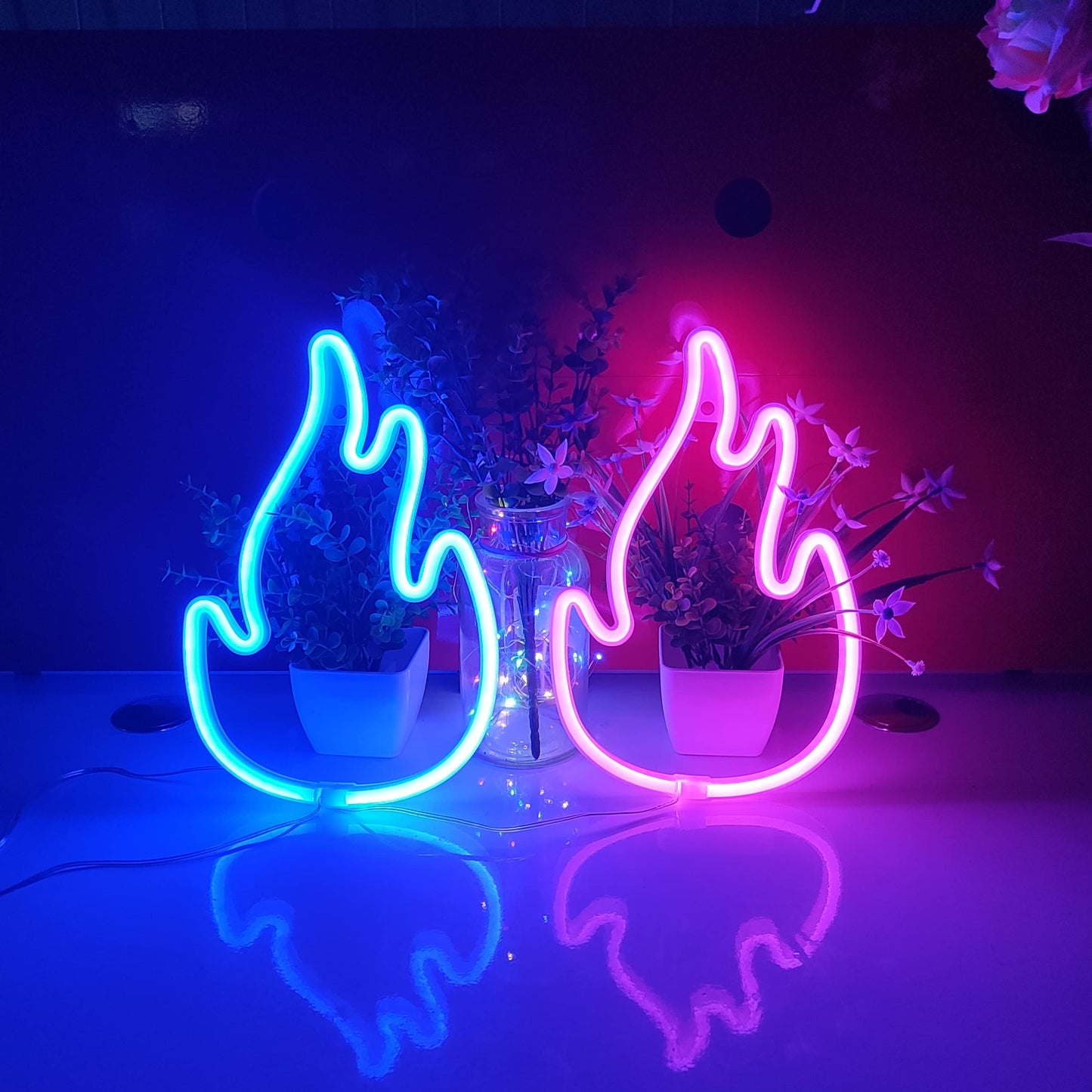JYWJ Flame Neon Sign,USB or 3-AA Battery Powered Neon Light,LED Table Decoration,Bedroom Wall Decoration,Birthday Gift,Wedding Supplies Business