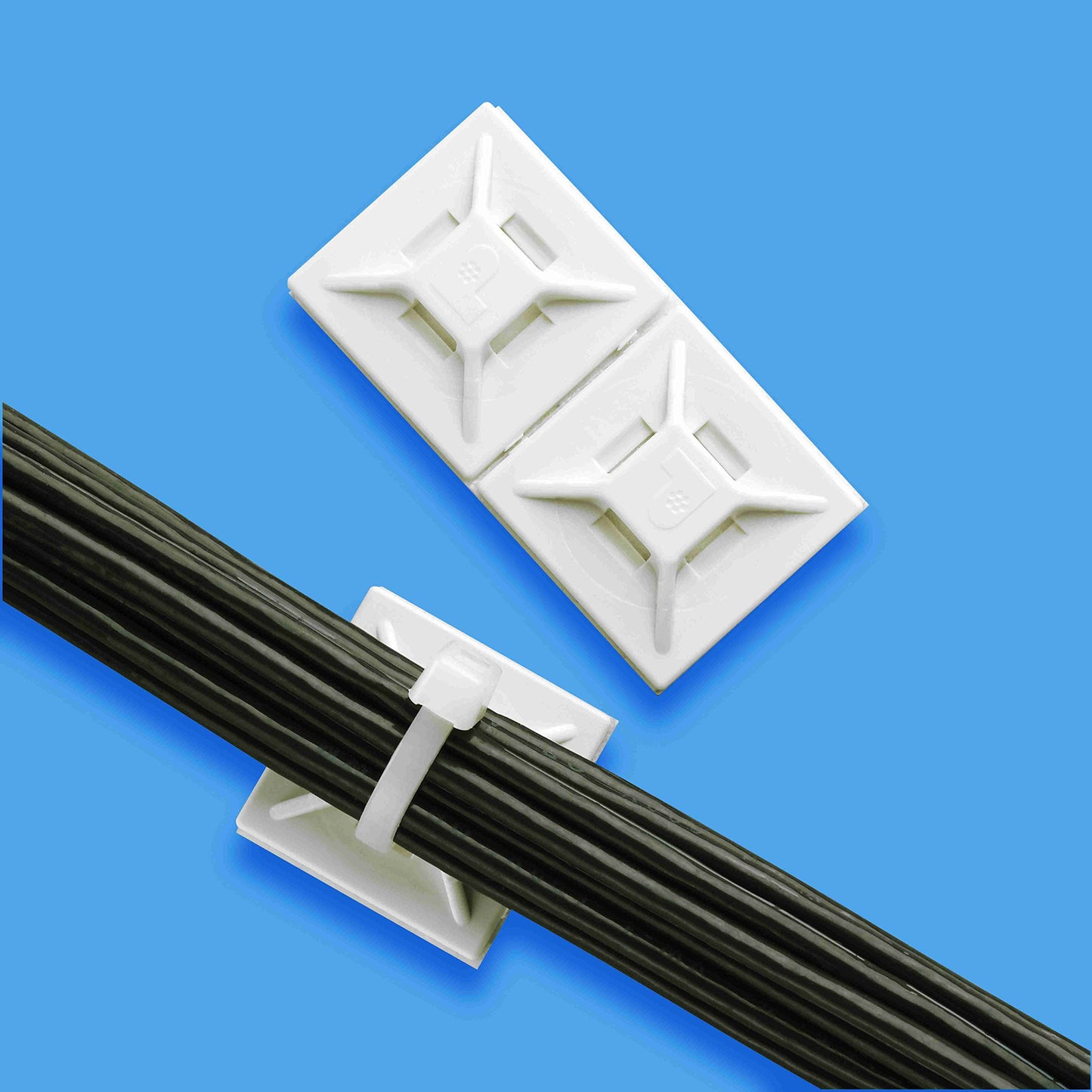 Panduit ABMM-A-C Adhesive Backed Cable Tie Mount, 4-Way Mount, Pre-Installed Adhesive, Indoors Environment, ABS, Rubber Mounting Method, White (Pack