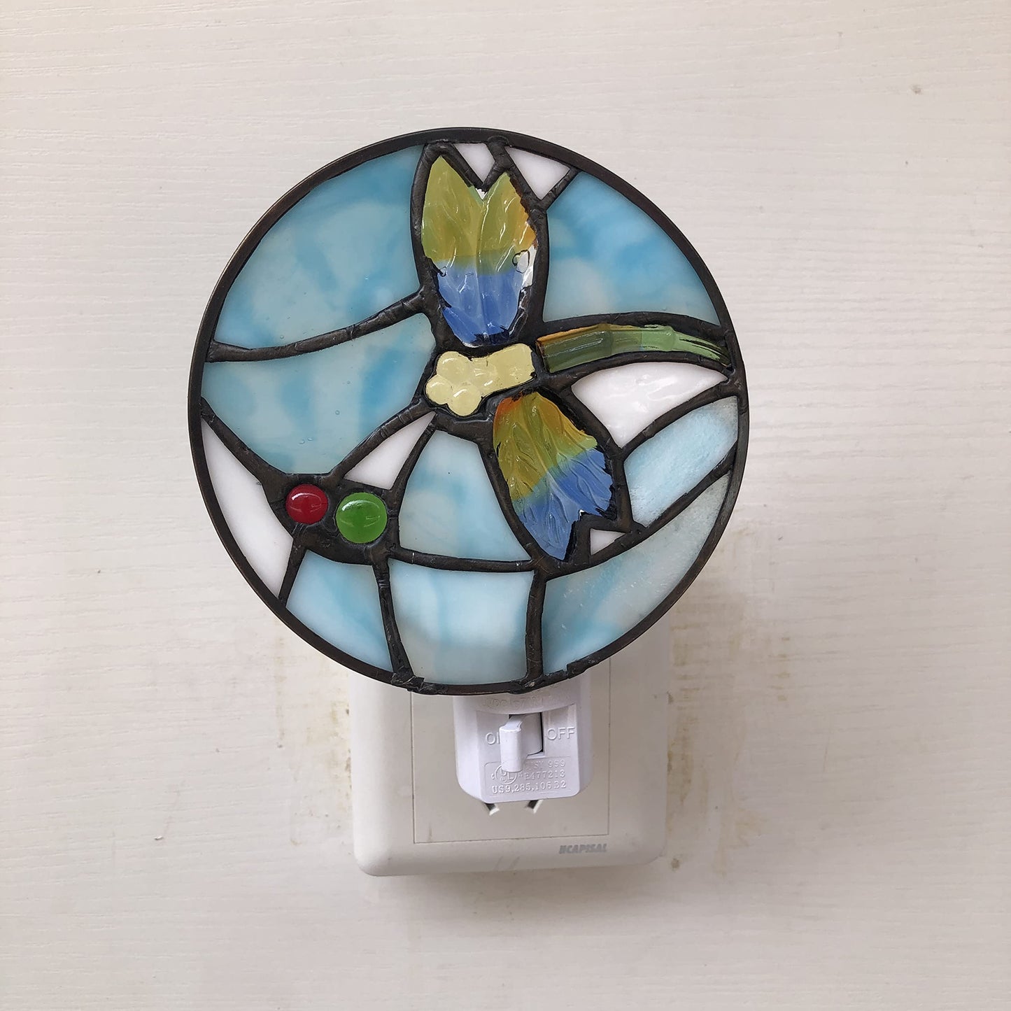 DUONAYU Stained Glass Dragonfly Night Light, Bedside Light, Suitable for Bedroom, Living Room, Children's Room, Plug into Wall