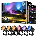 WISELUME RGBCW Smart Outdoor Landscape Lighting, 6 Pack Outdoor Spot Lights with Transformer, WiFi+Bluetooth App Control Garden Path Lights, Low